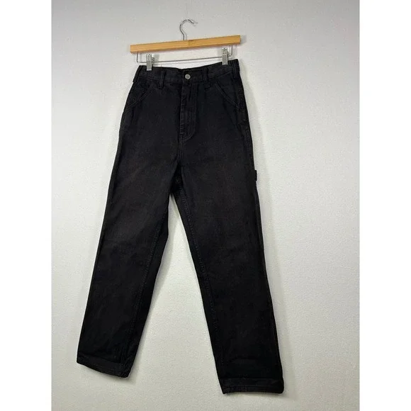 Streetwear J. Galt Womens S Black Carpenter High Rise Straight Leg Utility Pants - Picture 11 of 11